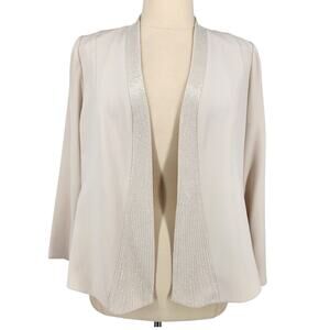 Daymor Couture Cream Beaded Evening Jacket Open Front Formal Wear Elegant Layer